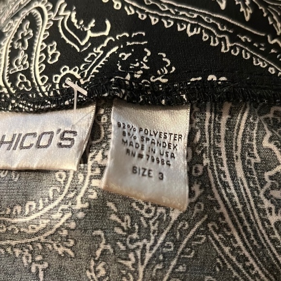 CHICO’S Black and White Blouse puff sleeves size 3 (XL) - Picture 7 of 8